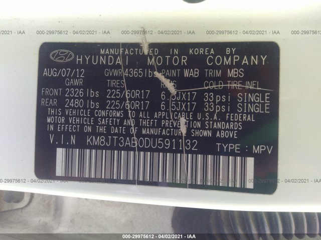 Photo 8 VIN: KM8JT3AB0DU591132 - HYUNDAI TUCSON 