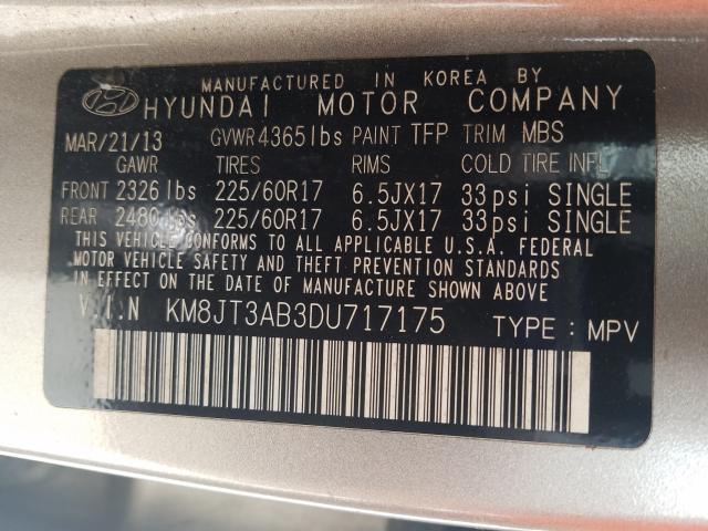 Photo 9 VIN: KM8JT3AB3DU717175 - HYUNDAI TUCSON GL 