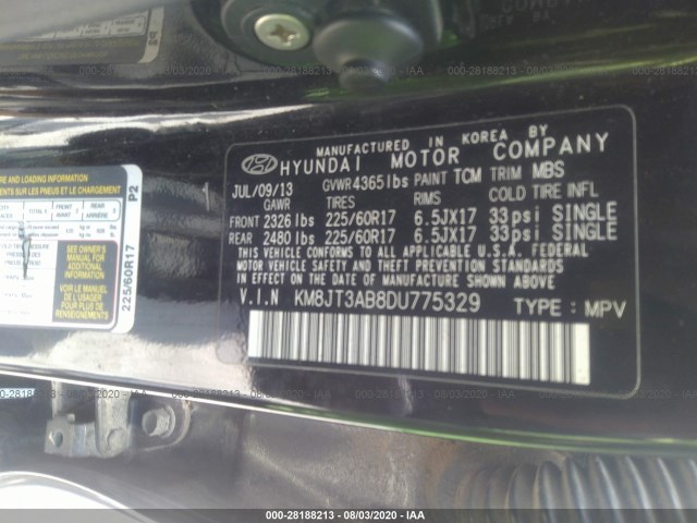 Photo 8 VIN: KM8JT3AB8DU775329 - HYUNDAI TUCSON 