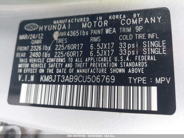 Photo 8 VIN: KM8JT3AB9CU506769 - HYUNDAI TUCSON 