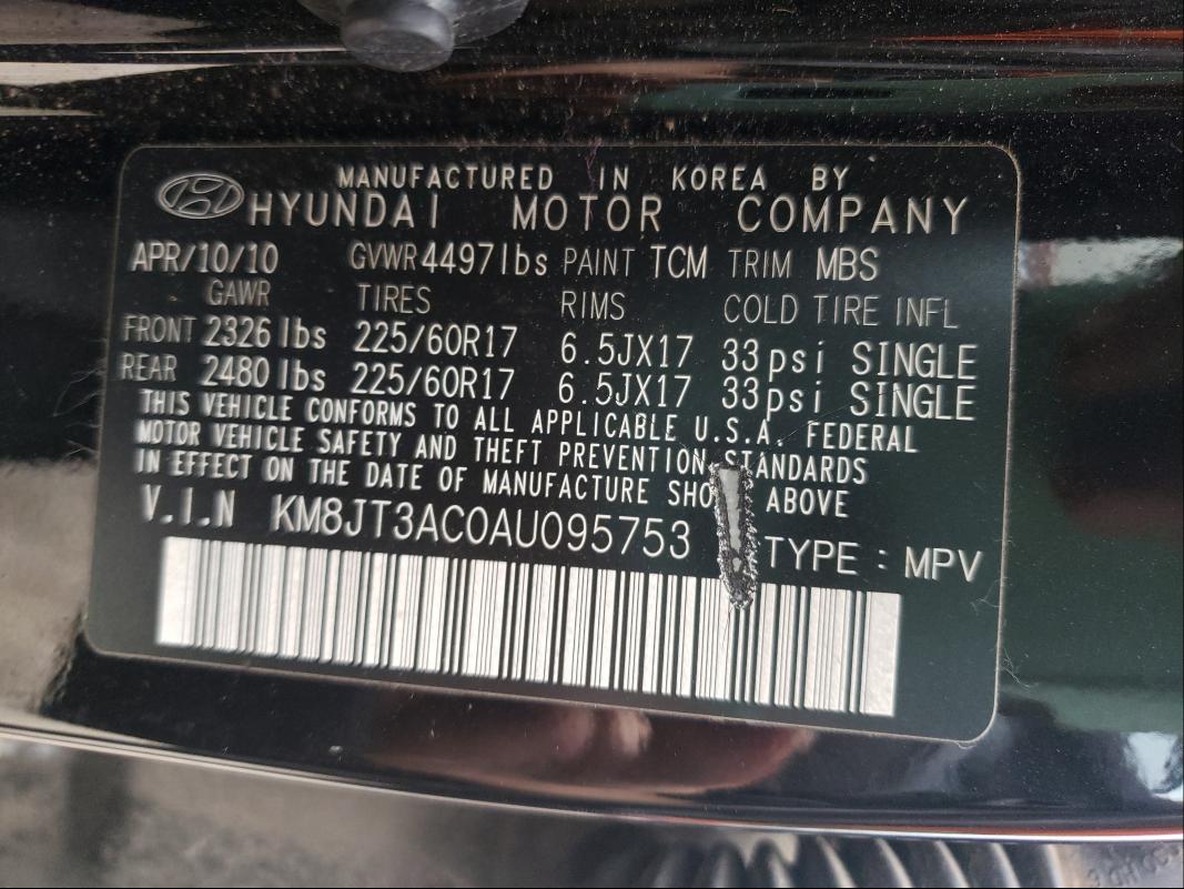 Photo 9 VIN: KM8JT3AC0AU095753 - HYUNDAI TUCSON GLS 