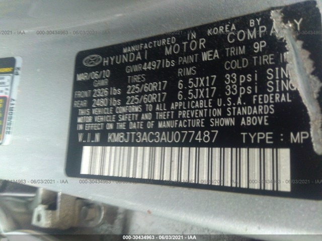 Photo 8 VIN: KM8JT3AC3AU077487 - HYUNDAI TUCSON 