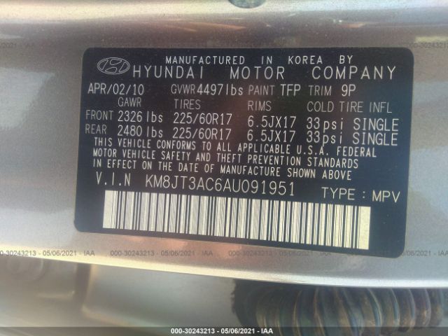 Photo 8 VIN: KM8JT3AC6AU091951 - HYUNDAI TUCSON 