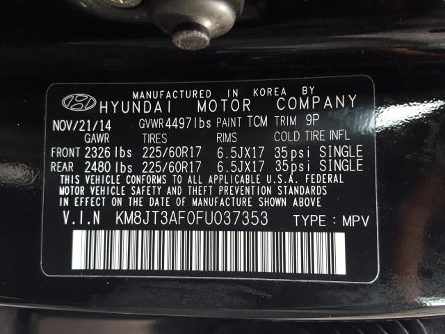 Photo 9 VIN: KM8JT3AF0FU037353 - HYUNDAI TUCSON GLS 