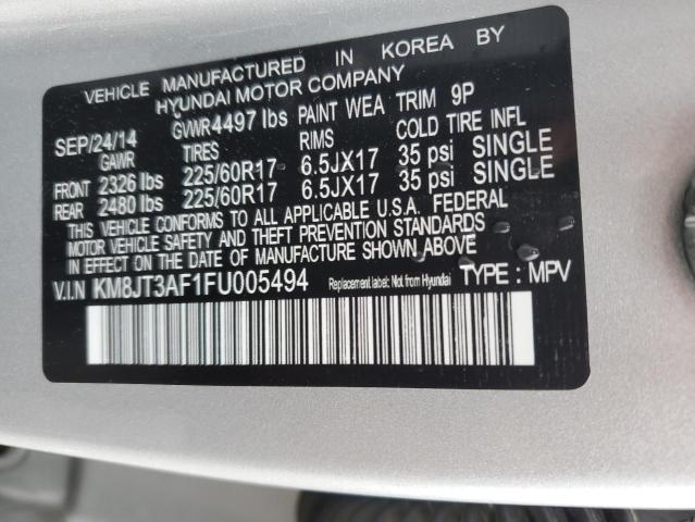 Photo 12 VIN: KM8JT3AF1FU005494 - HYUNDAI TUCSON 