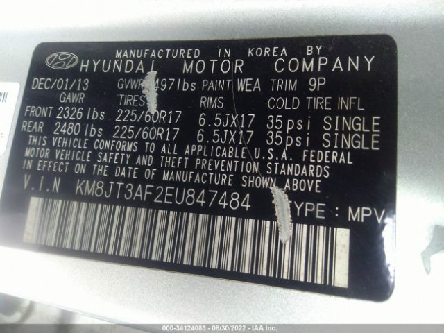 Photo 8 VIN: KM8JT3AF2EU847484 - HYUNDAI TUCSON 