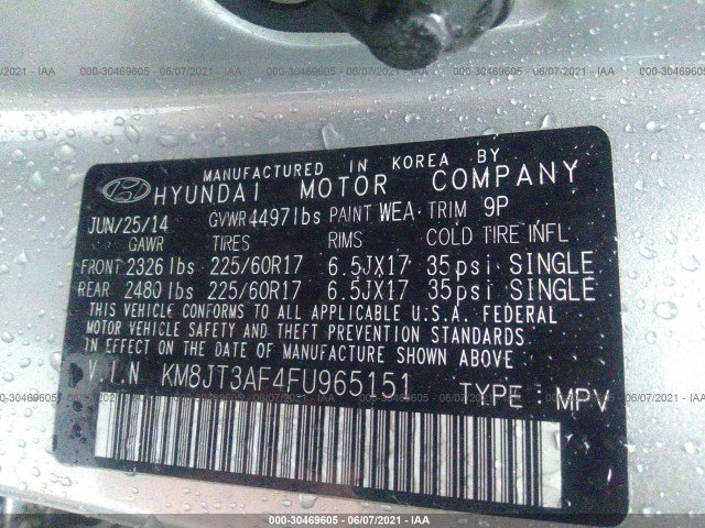 Photo 8 VIN: KM8JT3AF4FU965151 - HYUNDAI TUCSON 