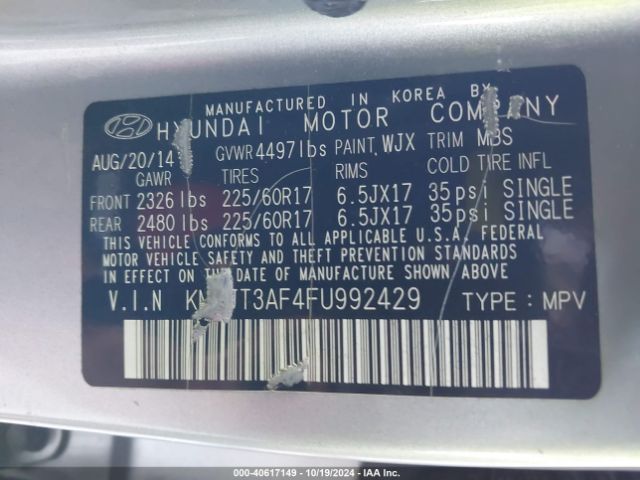 Photo 8 VIN: KM8JT3AF4FU992429 - HYUNDAI TUCSON 