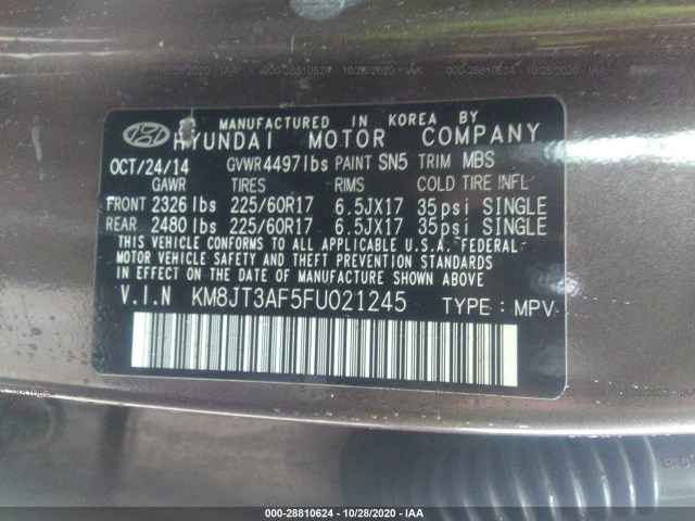 Photo 8 VIN: KM8JT3AF5FU021245 - HYUNDAI TUCSON 