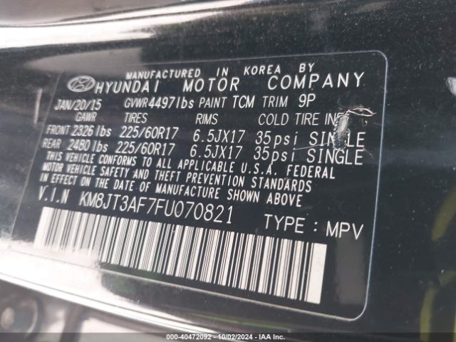 Photo 8 VIN: KM8JT3AF7FU070821 - HYUNDAI TUCSON 