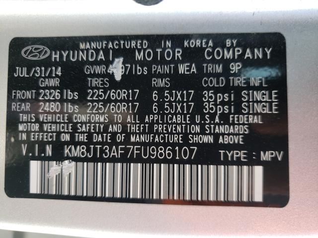 Photo 9 VIN: KM8JT3AF7FU986107 - HYUNDAI TUCSON GLS 