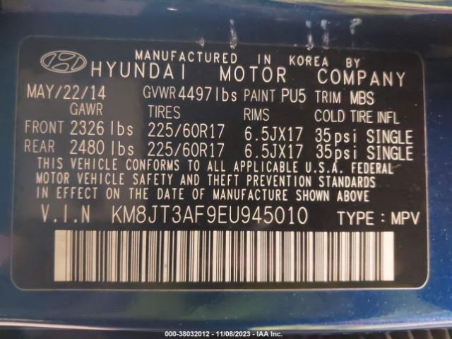 Photo 8 VIN: KM8JT3AF9EU945010 - HYUNDAI TUCSON 