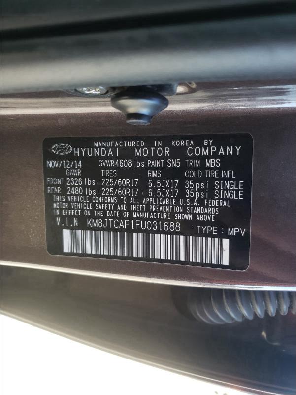 Photo 9 VIN: KM8JTCAF1FU031688 - HYUNDAI TUCSON GLS 