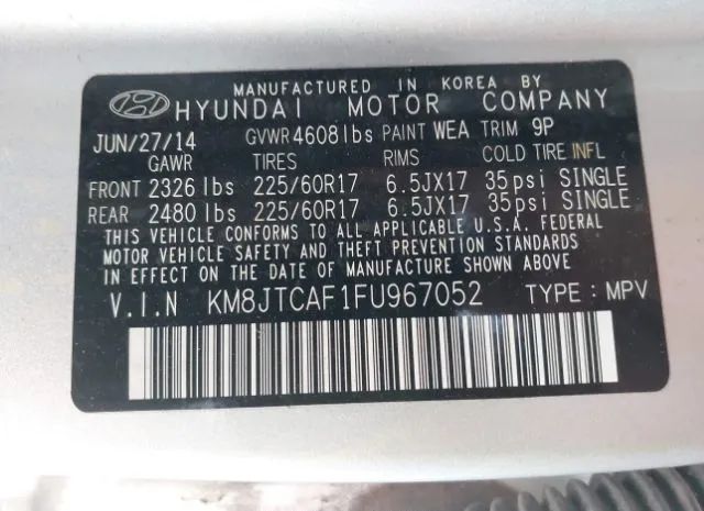 Photo 8 VIN: KM8JTCAF1FU967052 - HYUNDAI TUCSON 