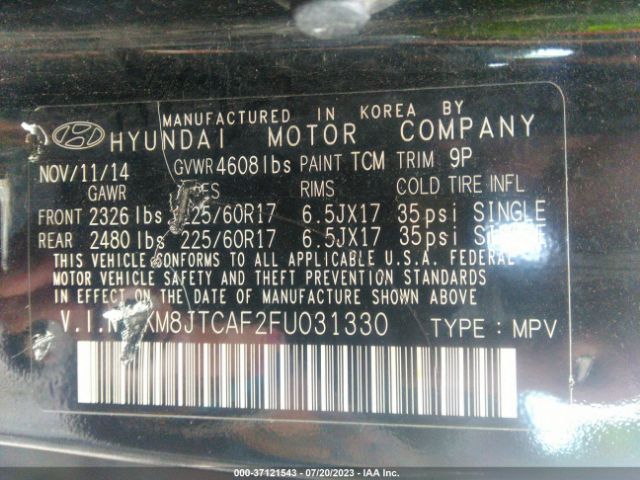 Photo 8 VIN: KM8JTCAF2FU031330 - HYUNDAI TUCSON 