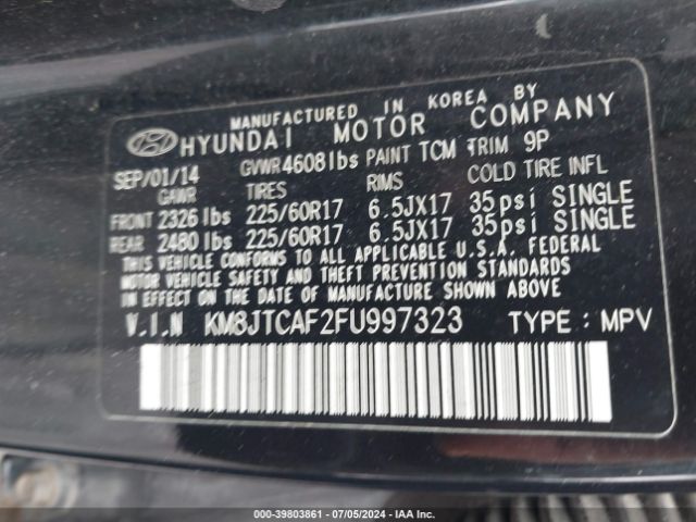 Photo 8 VIN: KM8JTCAF2FU997323 - HYUNDAI TUCSON 