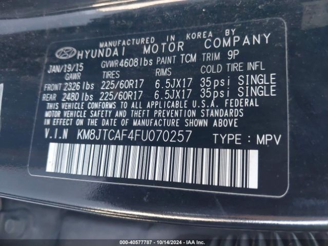 Photo 8 VIN: KM8JTCAF4FU070257 - HYUNDAI TUCSON 