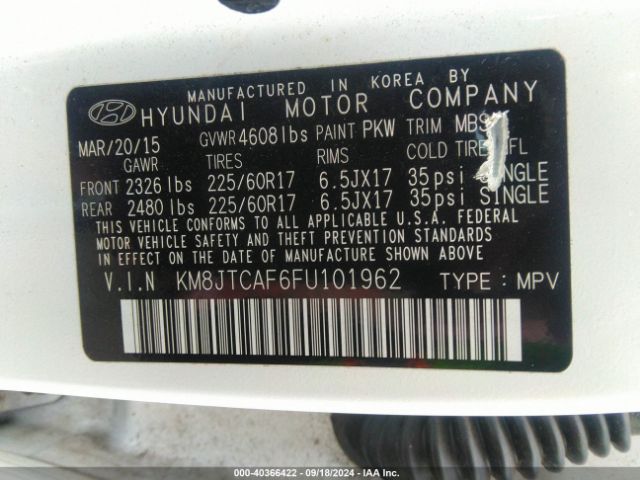 Photo 8 VIN: KM8JTCAF6FU101962 - HYUNDAI TUCSON 