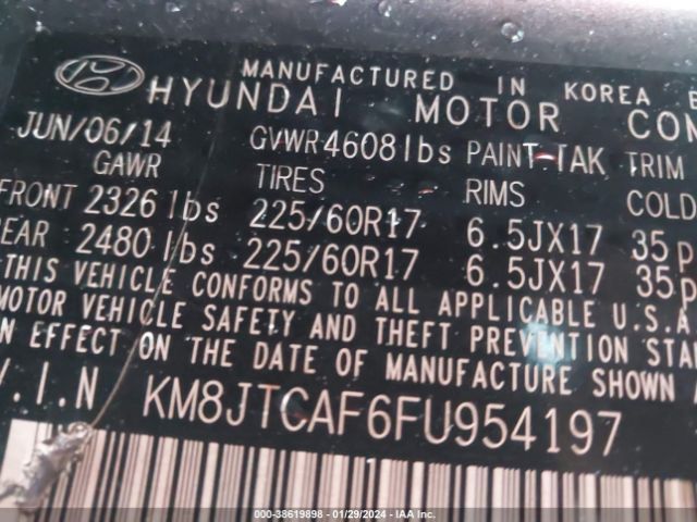 Photo 8 VIN: KM8JTCAF6FU954197 - HYUNDAI TUCSON 