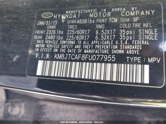 Photo 8 VIN: KM8JTCAF8FU077955 - HYUNDAI TUCSON 