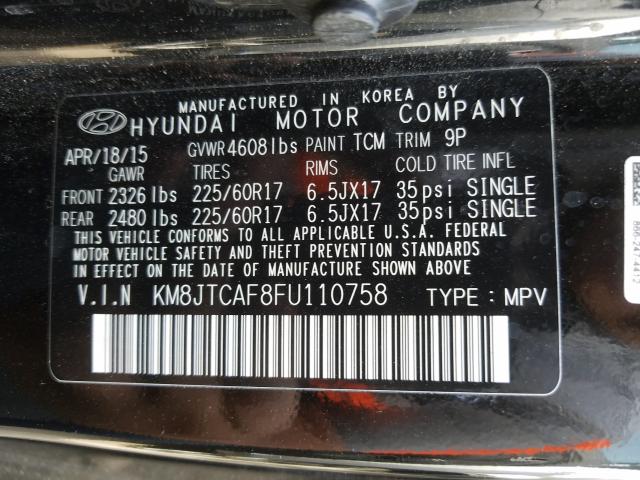 Photo 9 VIN: KM8JTCAF8FU110758 - HYUNDAI TUCSON GLS 