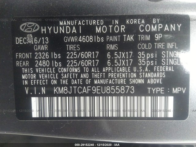 Photo 8 VIN: KM8JTCAF9EU855873 - HYUNDAI TUCSON 