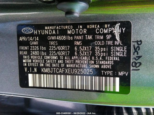 Photo 8 VIN: KM8JTCAFXEU925025 - HYUNDAI TUCSON 