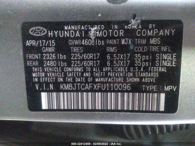 Photo 8 VIN: KM8JTCAFXFU110096 - HYUNDAI TUCSON 