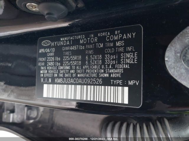 Photo 8 VIN: KM8JU3AC0AU092526 - HYUNDAI TUCSON 