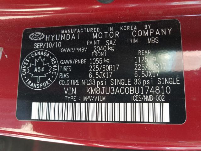 Photo 9 VIN: KM8JU3AC0BU174810 - HYUNDAI TUCSON GLS 