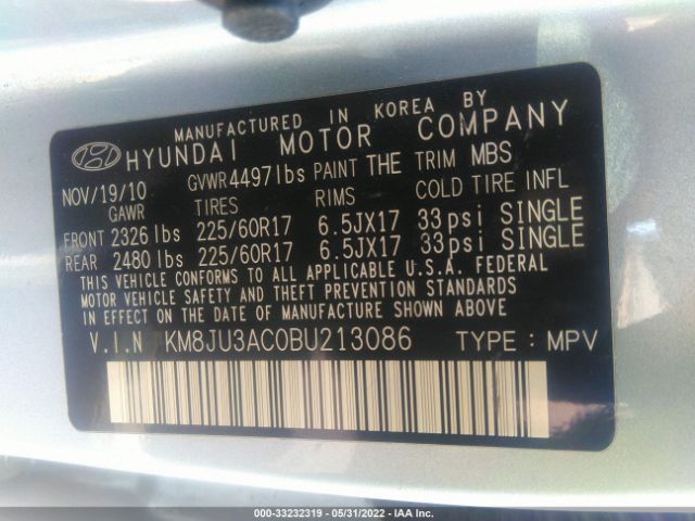 Photo 8 VIN: KM8JU3AC0BU213086 - HYUNDAI TUCSON 