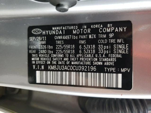 Photo 12 VIN: KM8JU3AC0CU392196 - HYUNDAI TUCSON GLS 