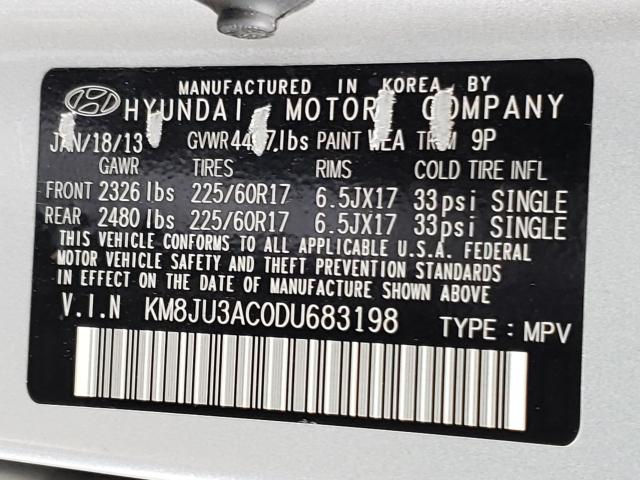 Photo 9 VIN: KM8JU3AC0DU683198 - HYUNDAI TUCSON GLS 