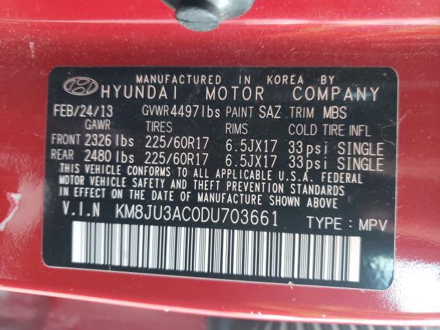 Photo 9 VIN: KM8JU3AC0DU703661 - HYUNDAI TUCSON GLS 