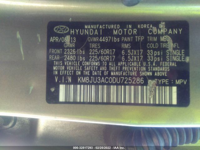 Photo 8 VIN: KM8JU3AC0DU725286 - HYUNDAI TUCSON 