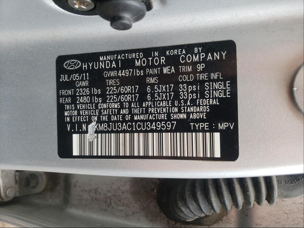 Photo 9 VIN: KM8JU3AC1CU349597 - HYUNDAI TUCSON GLS 