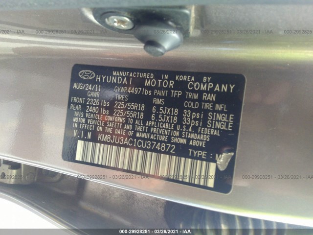 Photo 8 VIN: KM8JU3AC1CU374872 - HYUNDAI TUCSON 