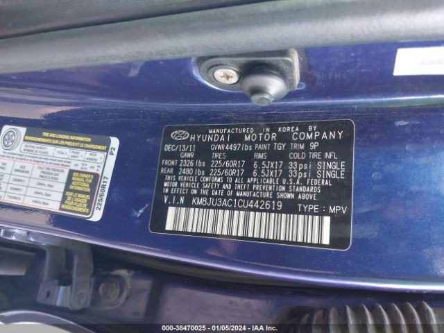 Photo 8 VIN: KM8JU3AC1CU442619 - HYUNDAI TUCSON 