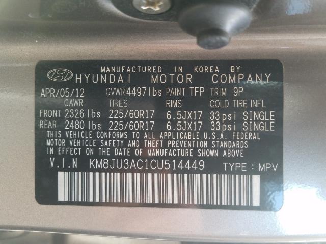 Photo 9 VIN: KM8JU3AC1CU514449 - HYUNDAI TUCSON GLS 