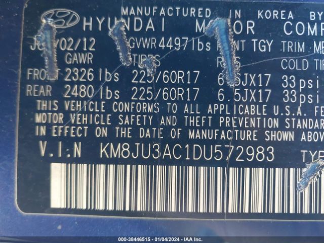 Photo 8 VIN: KM8JU3AC1DU572983 - HYUNDAI TUCSON 