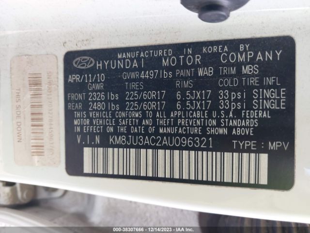 Photo 8 VIN: KM8JU3AC2AU096321 - HYUNDAI TUCSON 