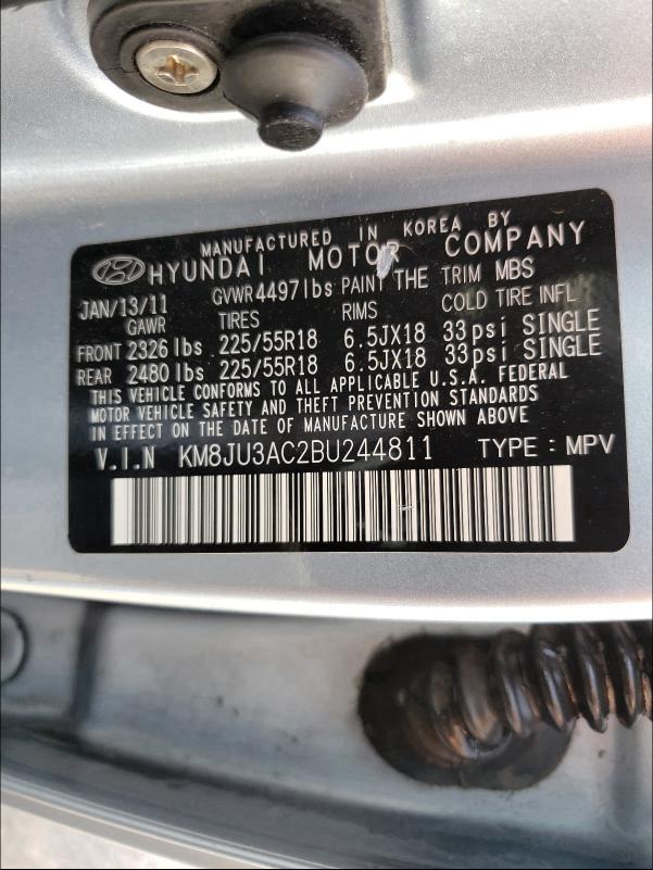 Photo 9 VIN: KM8JU3AC2BU244811 - HYUNDAI TUCSON GLS 