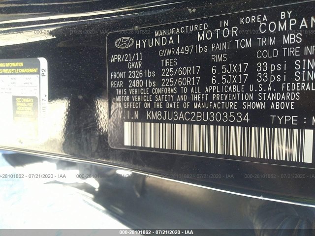 Photo 8 VIN: KM8JU3AC2BU303534 - HYUNDAI TUCSON 