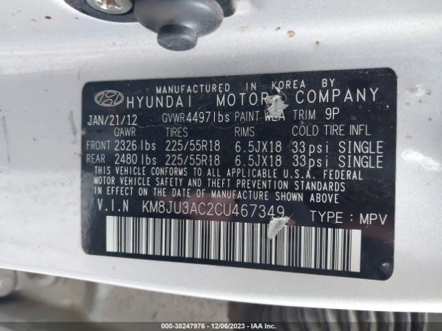 Photo 8 VIN: KM8JU3AC2CU467349 - HYUNDAI TUCSON 