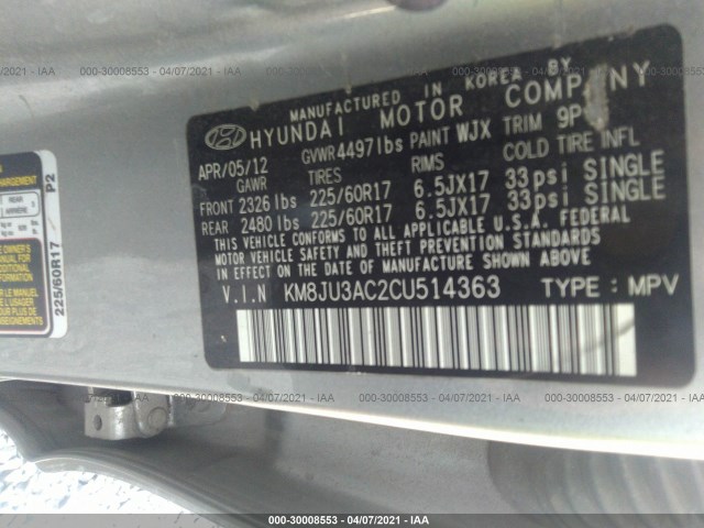 Photo 8 VIN: KM8JU3AC2CU514363 - HYUNDAI TUCSON 