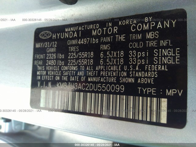 Photo 8 VIN: KM8JU3AC2DU550099 - HYUNDAI TUCSON 