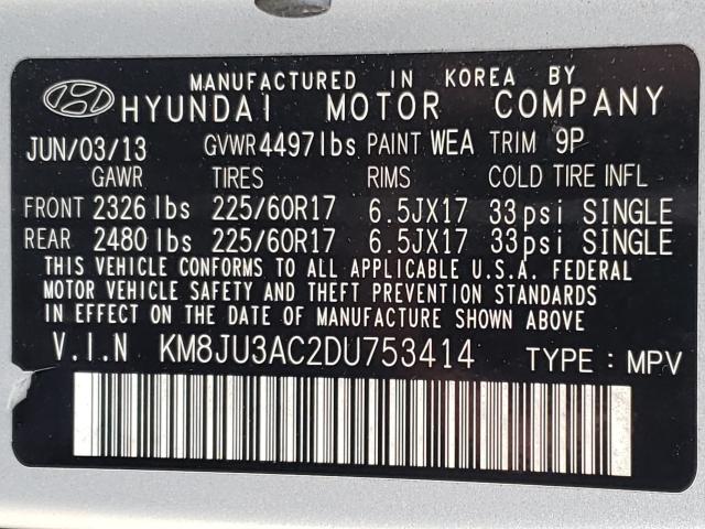 Photo 9 VIN: KM8JU3AC2DU753414 - HYUNDAI TUCSON GLS 