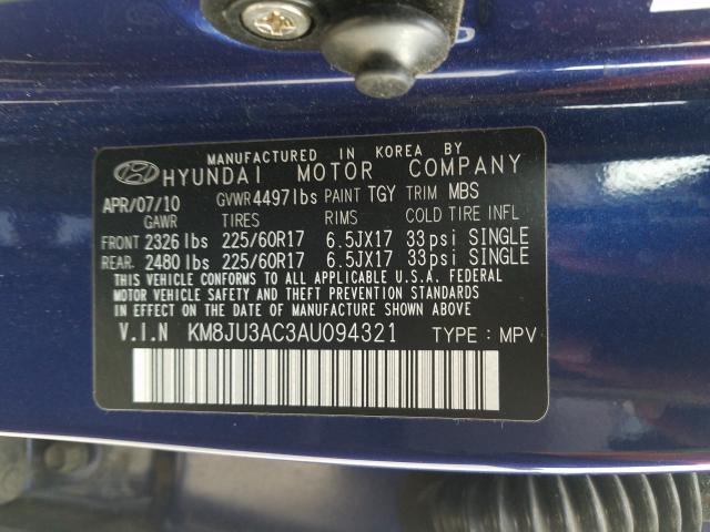 Photo 9 VIN: KM8JU3AC3AU094321 - HYUNDAI TUCSON GLS 