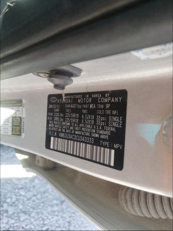 Photo 9 VIN: KM8JU3AC3CU343333 - HYUNDAI TUCSON GLS 