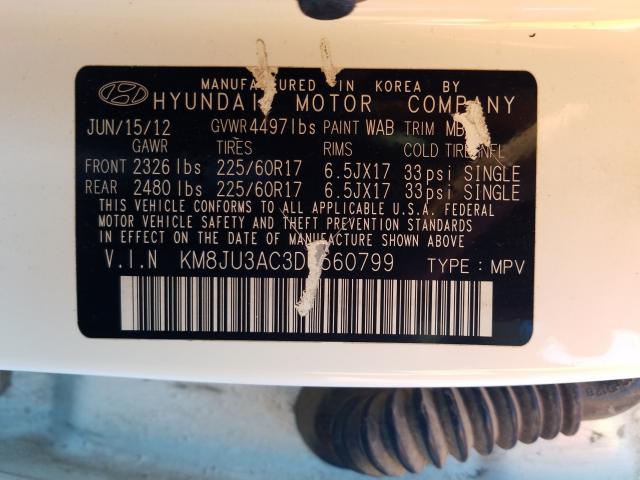 Photo 9 VIN: KM8JU3AC3DU560799 - HYUNDAI TUCSON GLS 